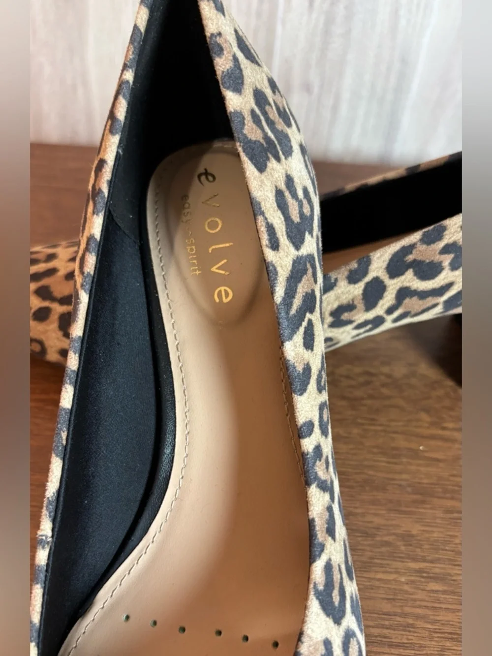 Easy Spirit Evolve Leopard Print Block Heel Pumps - Tan/Black Size 7.5